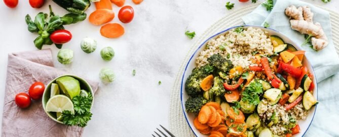 A bowl full of healthy, nutritious vegan ingredients.